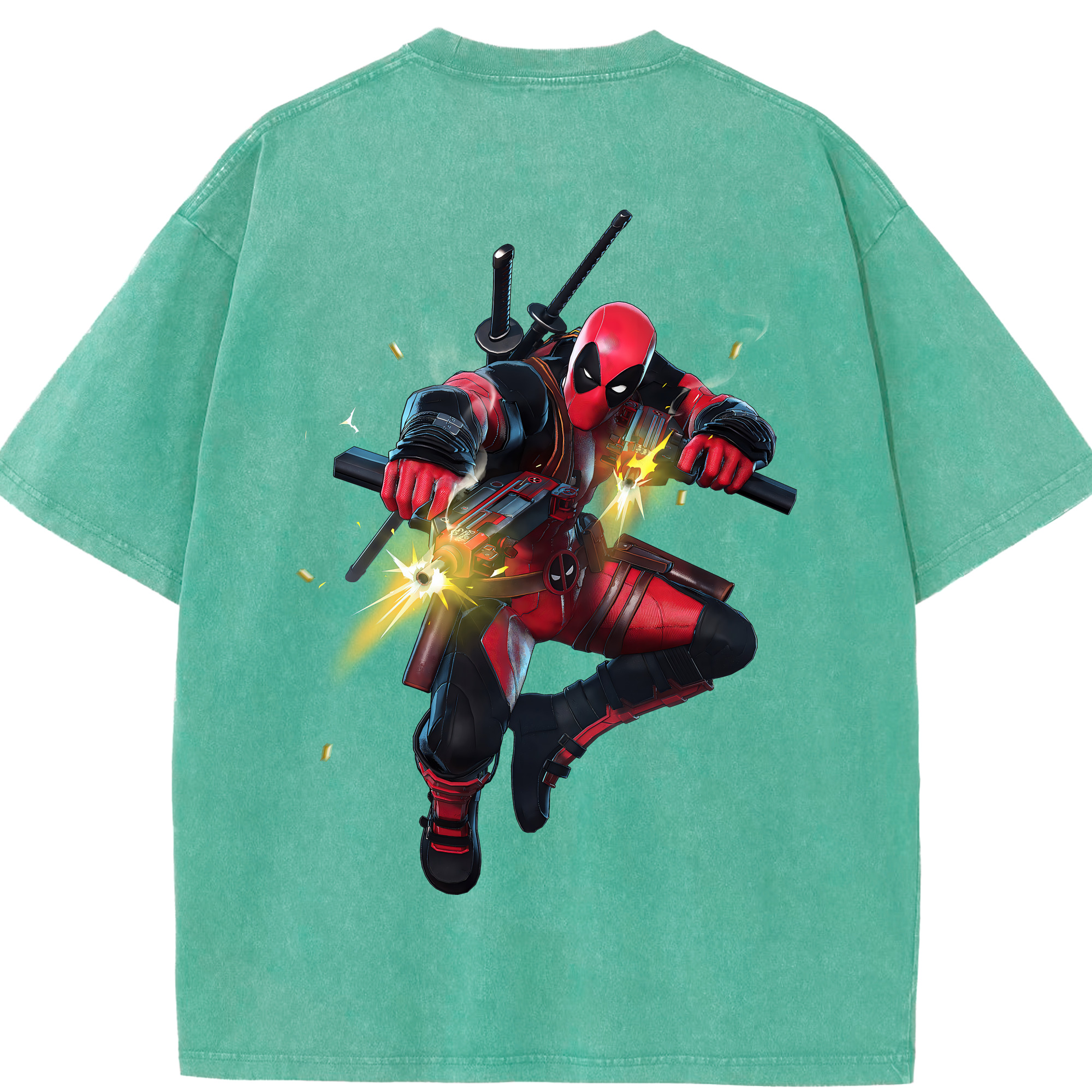 （画像用） Deadpool デッドプール 綿100% ヴィンテージ風 半袖Tシャツ（背面プリント）